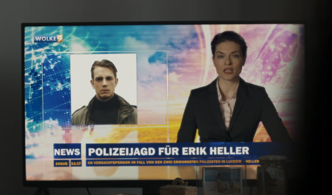 Hanna S1 Ep4 Erik on TV News as Murder Suspect